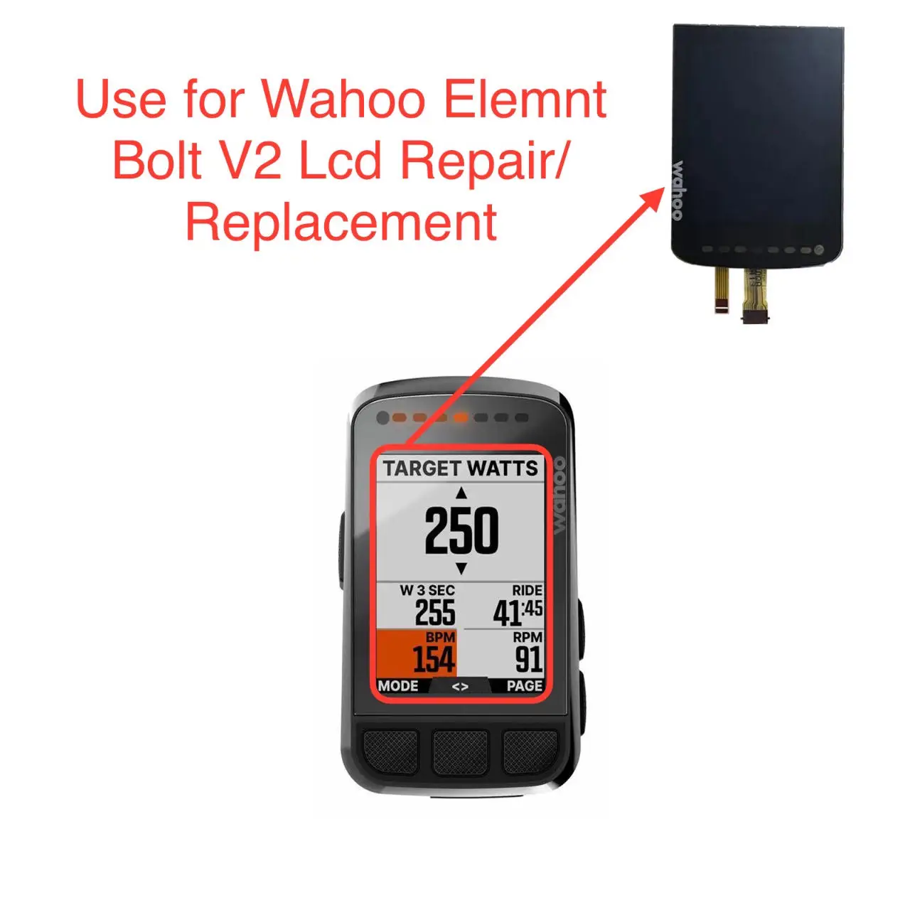 New Wahoo Element Bolt V2 (WFCC5) Screen Lcd Display Replacement