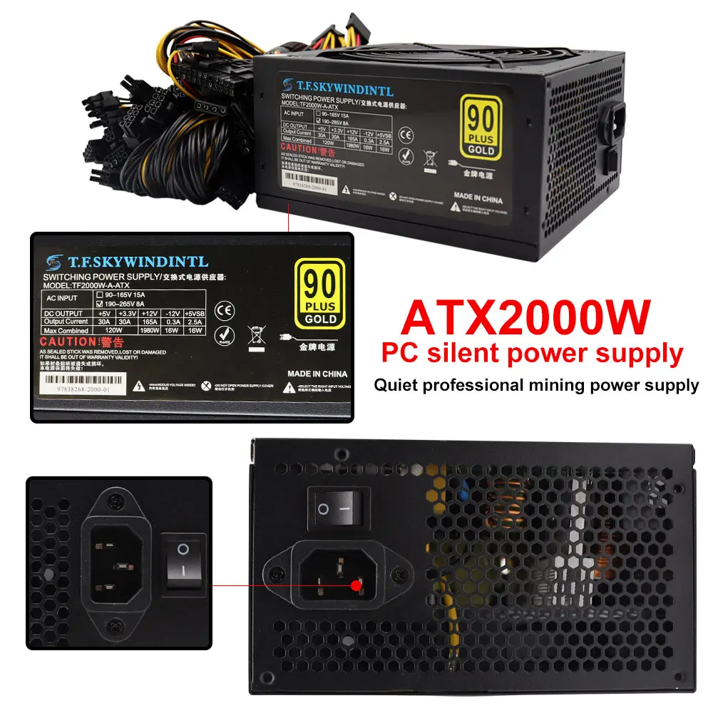 FULNES 2000W ATX 12V ETHコインマイニングマイナー電源 パソコン電源8グラフィックスカードBitcoin Mi FULNES  2000W ATX 12V ETHコインマイニングマイナー電源 パソコン電源8グラフィックスカードBitcoin Mi 2000W Power  Supply 2000W ATX Antminer PSU 2000W ATX ...