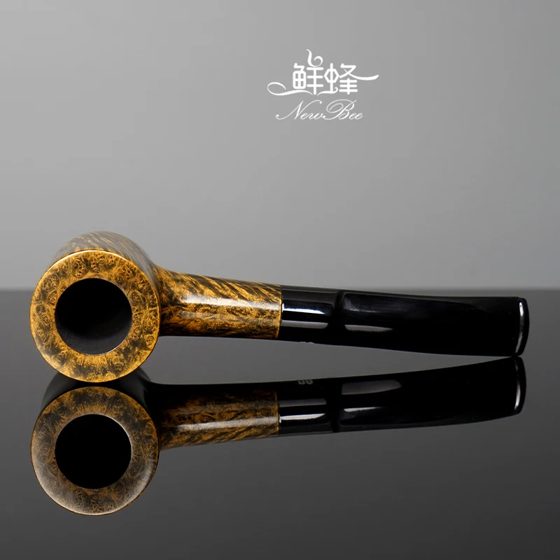 MUXIANG Handmade Briar Pipe Hammer Desktop Tobacco Pipe Wooden Straight Stem Pipe Real Briar Pipes flat-bottomed hammer pipe 5