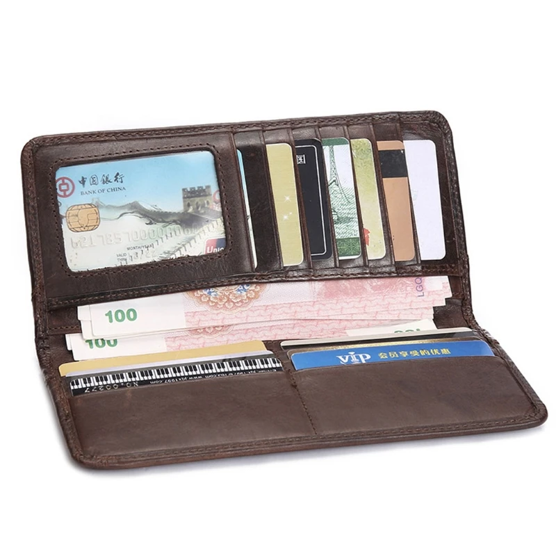 Men's Genuine Leather Long Wallet Bifold Money Card Holder Clutch Purse Hot 5