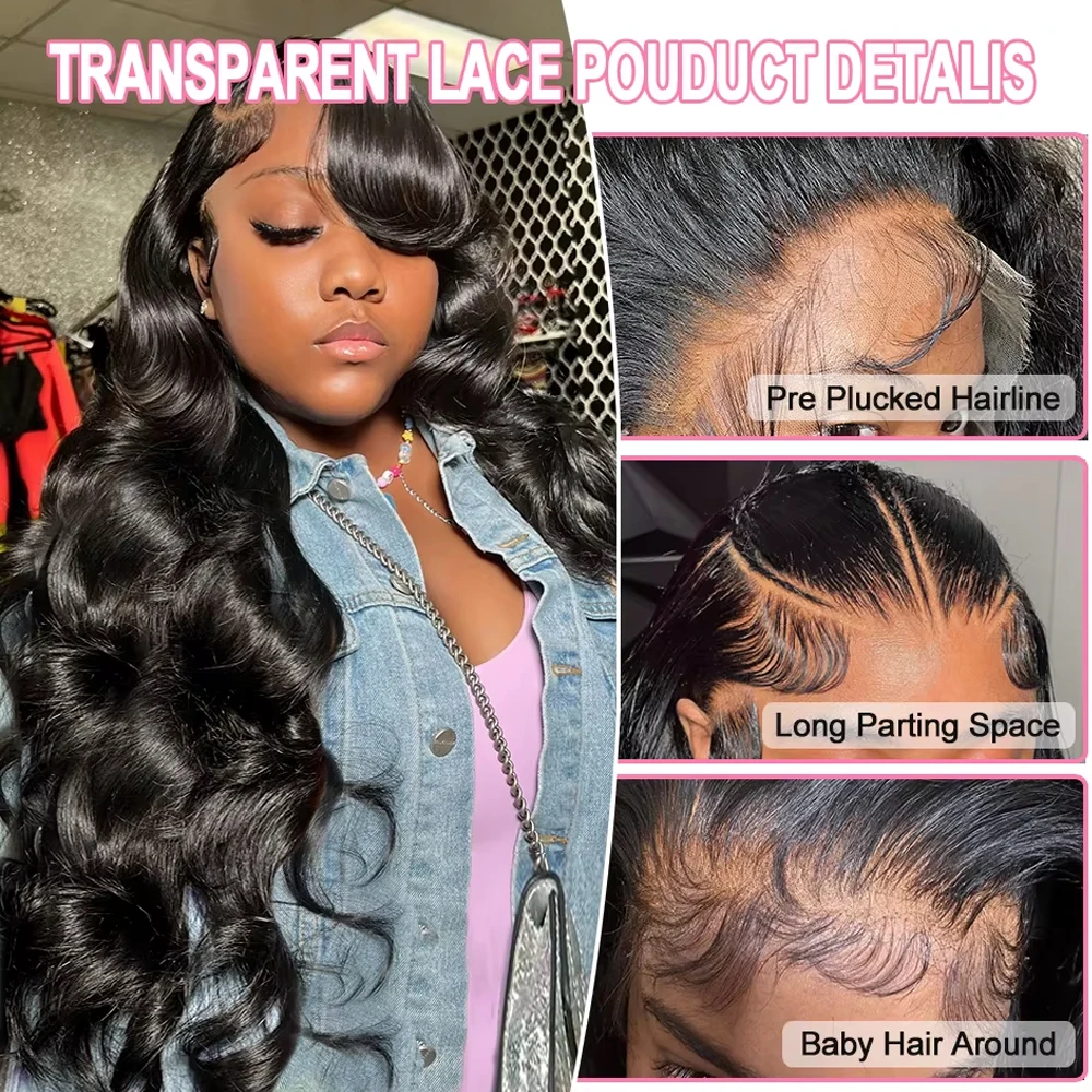40 Inch Body Wave Human Hair Front Wig 13x6 13x4 Hd Lace Transparent Frontal wig Pre Plucked Brazilian Human Hair Wigs For Women 4