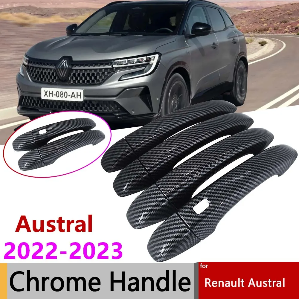 Schwarz Carbon Faser Außentür Griff Abdeckung für Renault Austral 2022 2023  Auto Luxuriöse Styling Zubehör Aufkleber Set Chrome - AliExpress