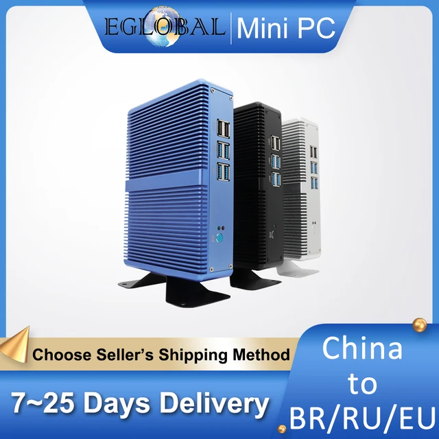 Eglobal Cheap Fanless Mini PC Windows 10 Pro Intel i5 7200U i3 7167U DDR4/DDR3 Barebone Computer Components4K HTPC WiFi HDMI VGA 1