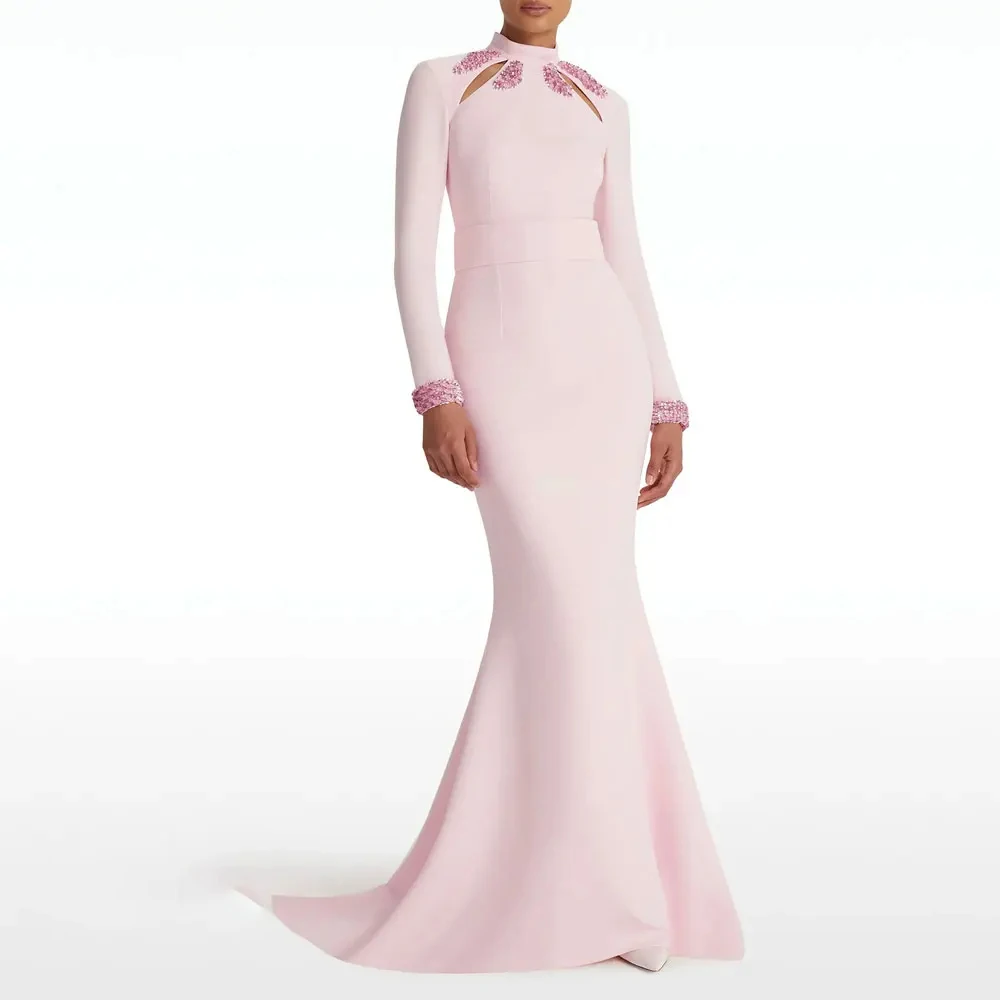 

Mignon Crepe High Neck Sexy Mermaid Beading Cut-out Evening Dress Prom Dress Cocktail Party Dress Evening Dress for Women 2024