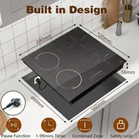 Индукционная варочная панель Hobsir с вилкой, варочная панель с 4 пластинами, индукционная варочная панель 60 см, 3500 Вт, встроенная варочная панель со шлейфом, блокировка от детей — изображение 4