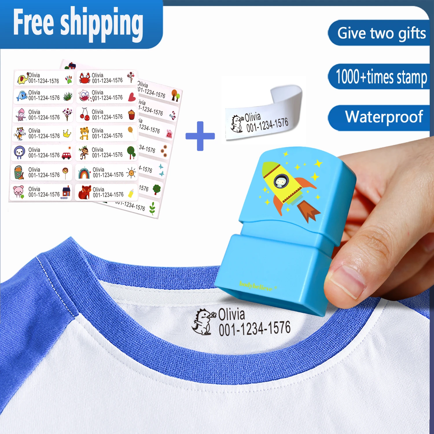 Personalized Kids Name Stamp Waterproof Name Stamps Kids Clothes Waterproof Stamps Toys