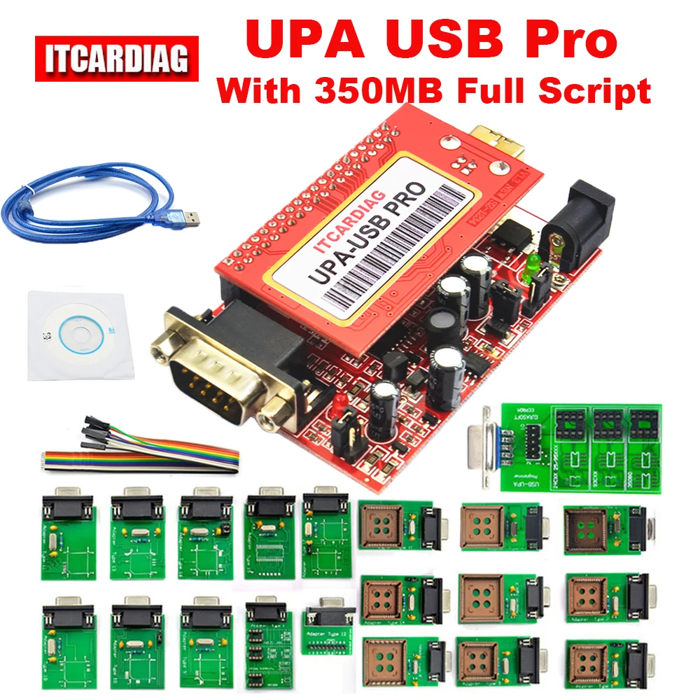 Upa Usb Programmer UPA USB PRO V1.3 SN:050D5A5B ECU Chip Tunning with 350MB Script Full Eeprom Adapter with NEC Functions Win 10