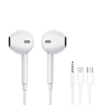 Auricolari cablati originali per iPhone 16/15/14/13/12/11 Pro Max 7/8Plus XR/XS/X Auricolari in-ear per iPad Lightning USB-C Auricolare da 3,5 mm 1