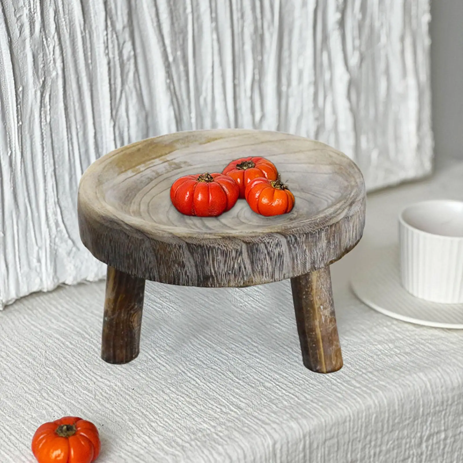 Wooden Planter Stool Stand Plant Flower Pot Stand Potted Riser Support for Garden Home Office Living Room Farmhouse Decoration
