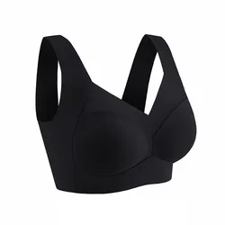 Women's Plus Size Seamless Lace Bralette - Backless, Shock-Proof, Wireless Top (L-3XL) - XXXL (Black)
