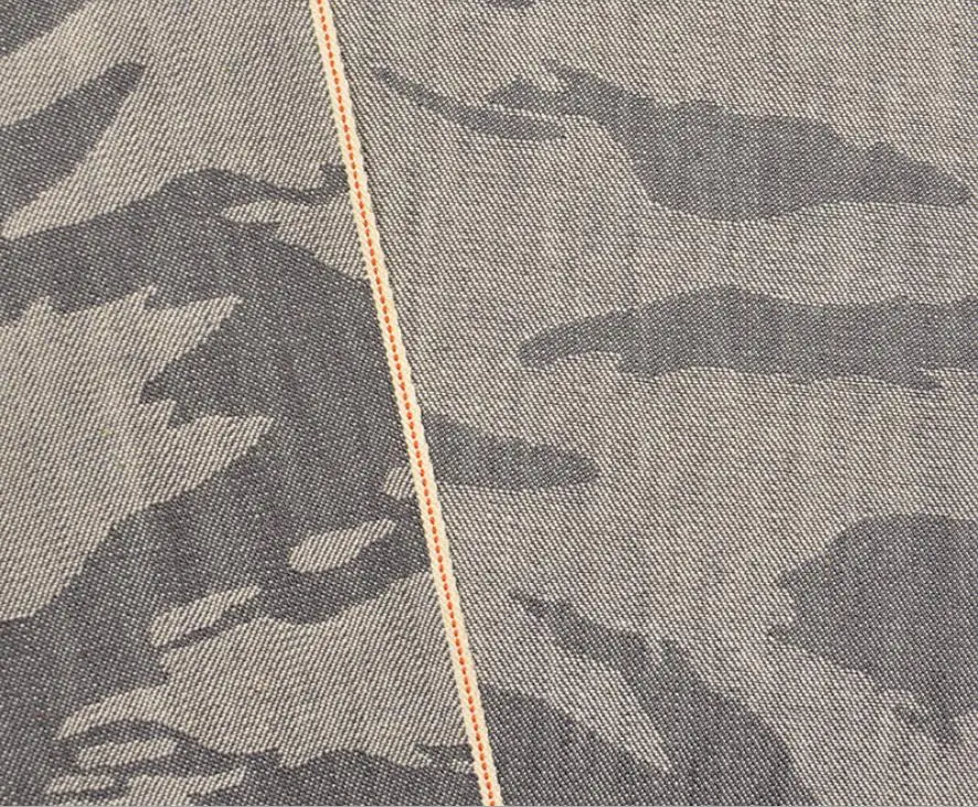 10 Oz Grey Selvedge Premium Jeans Cloth Material Camouflage Selvage Denim Jacket Fabric Manufacturers WingFly W182612DY