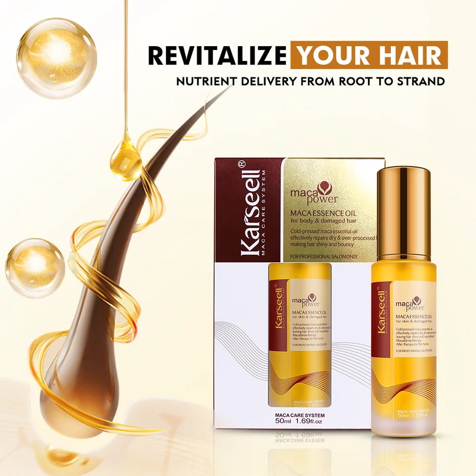 Karseell 50ml Sérum de aceite de argán marroquí prensado en frío y ligero para cabello seco y dañado_voghion.com