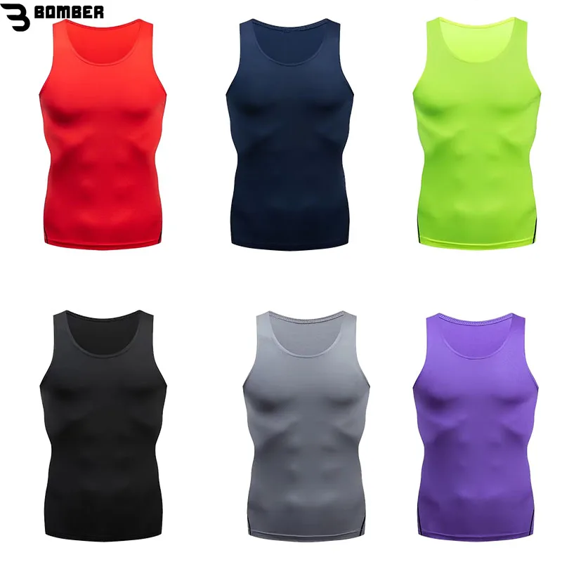 

Sleeveless Tank Top Men Running Vest Sports Fitness Compression Fitness Workout Slimming Body Shaper T-Shirts Tights Sport Shirt
