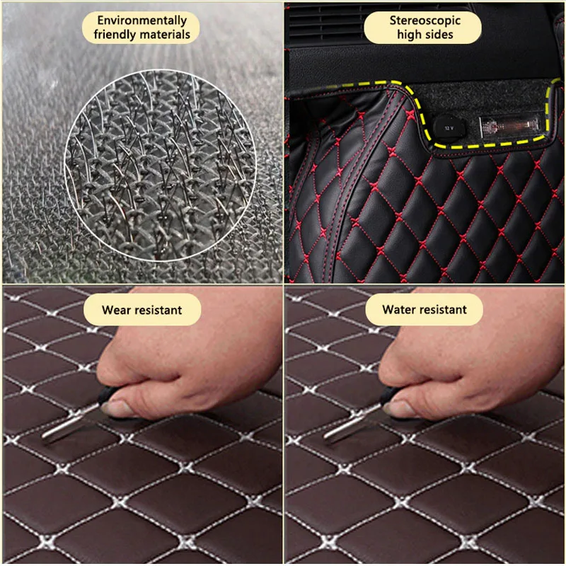 Tapis de Coffre Arrière de Voiture en Cuir Imperméable, Polymères