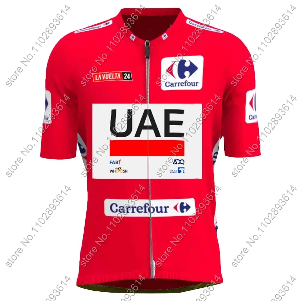 Red UAE Cycling Jersey 2024 Set Spain Tour Short Sleeve Summer Clothing Mens Road Bike Shirts Suit Bicycle Bib Shorts MTB Ropa 2