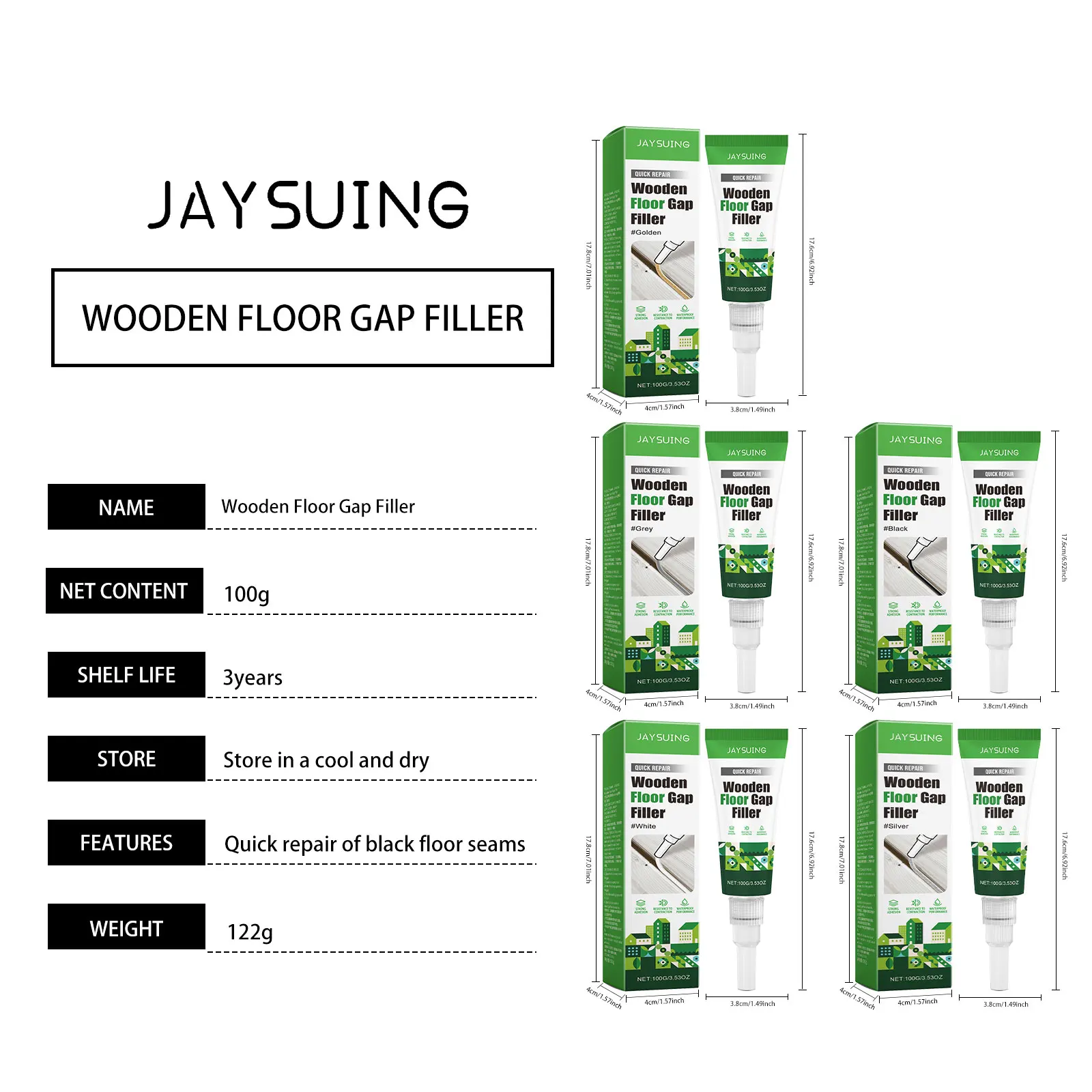 Jaysuing 100g Wooden Floor Gap Filler Strong Adhesion Mildewproof Repair Crack Waterproof Anti-fouling Wooden Floor Gap Adhesive
