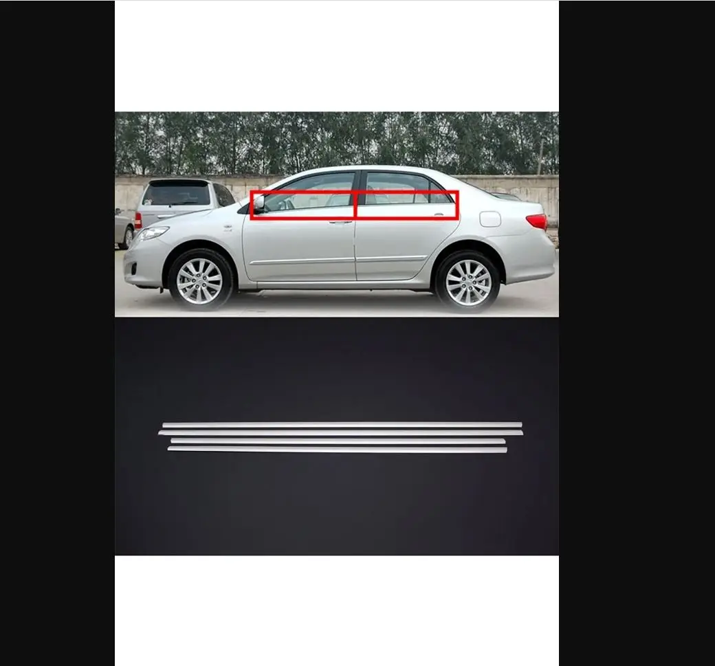 

Для Toyota Corolla Window Bead Chrome Nickel 2007-2012-Chrome Стайлинг аксессуар диффузор спойлер батарея Racer Rocker Hot