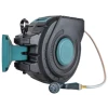 Heavy Duty Retractable Garden Hose Reel Wall Mounted 100FT with 6 Pattern Nozzle Slow Return 180° Swivel for Water Saving