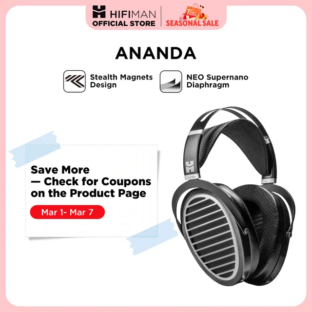 HIFIMAN Ananda Stealth Magnet Open-Back Over-Ear Full-Size Planar Magnetic Hi-Fi Headphones