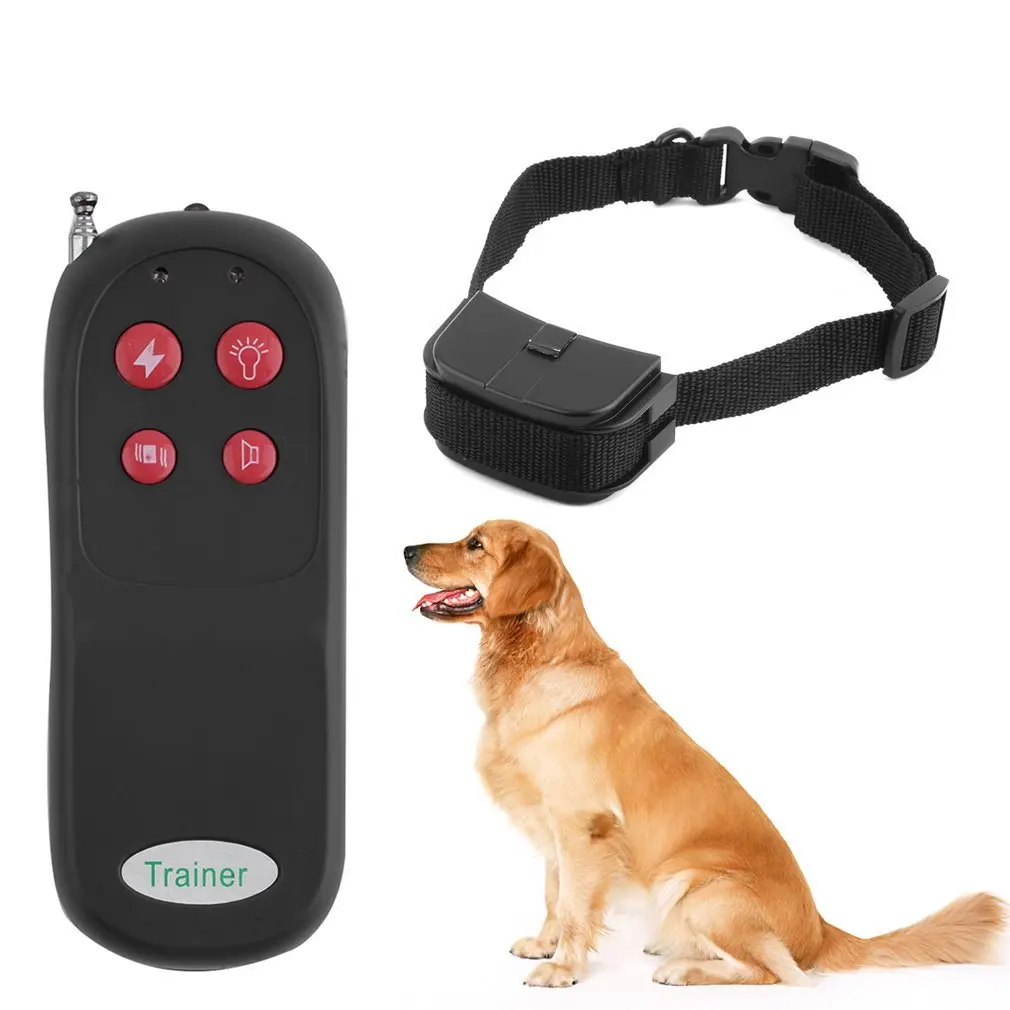 4 In 1 Remote Small Med Anti-Bark Dog Training Shock Vibrate Collar Trainer Safe For Pet Agility Training Products