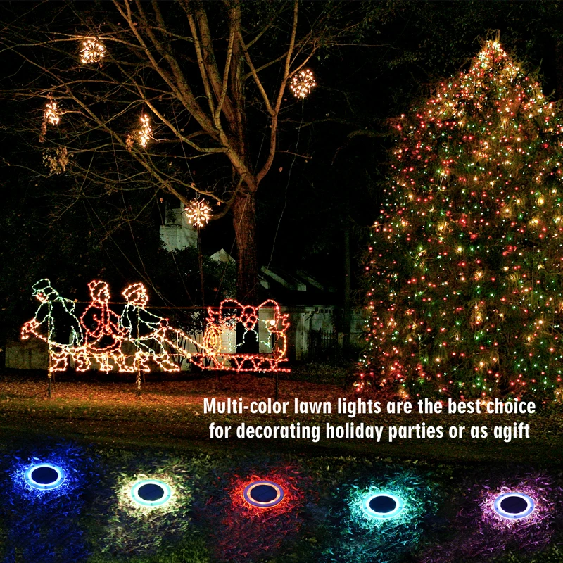 ACMESHINE 8LEDS 7Colors Solar Led Lawn Light Ip67 Waterproof Christmas