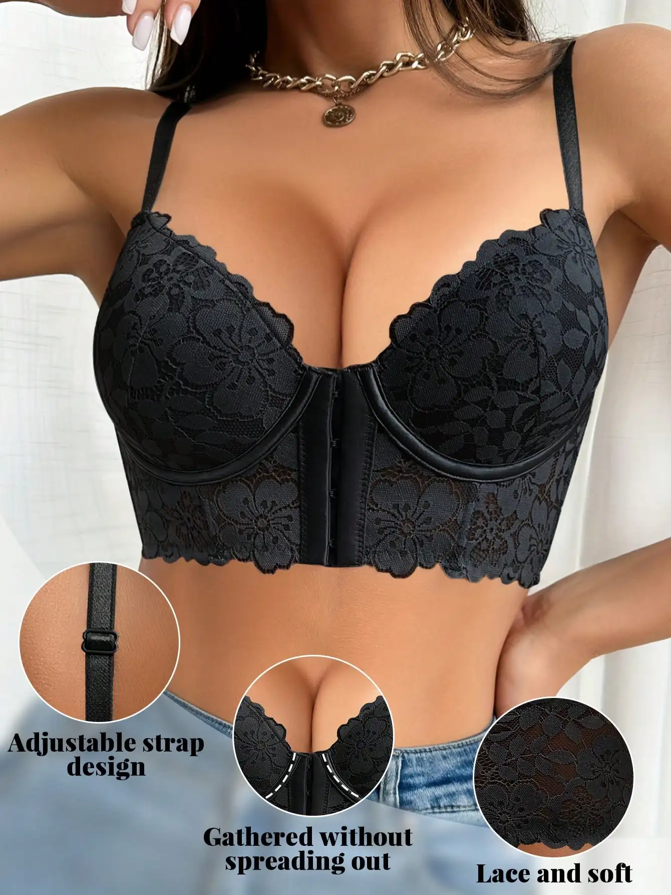 Draadloze beha met knoopsluiting aan de voorkant, voor dames, beha