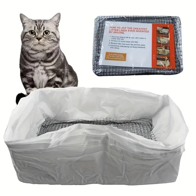 10pcs Reusable Cat Feces Filter, Hands Free Pet Cat Excrement Liners Filter Net For Pet Hygienic Litter Box Liners 2