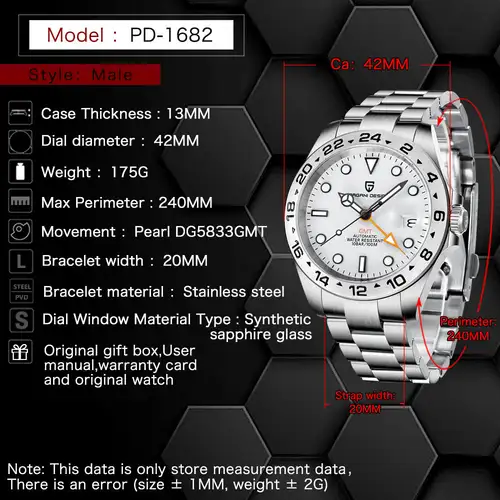 PAGANI DESIGN 2026 New Automatic Machinery Men's Watch GMT DG5833 Stainless Steel sapphire crystal 10Bar Waterproof reloj hombre - Image 2