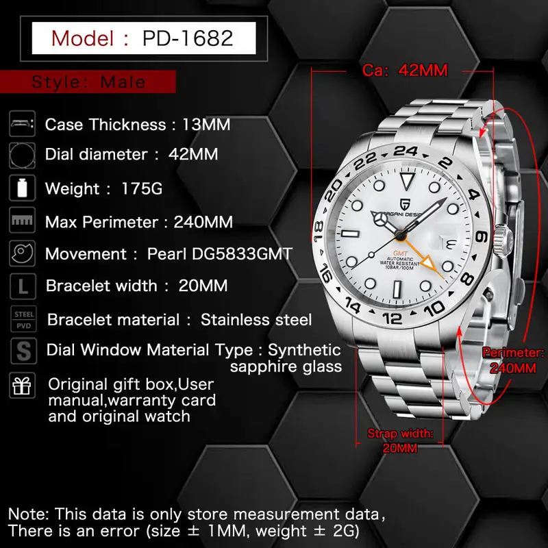 PAGANI DESIGN 2026 New Automatic Machinery Men's Watch GMT DG5833 Stainless Steel sapphire crystal 10Bar Waterproof reloj hombre - Image 2