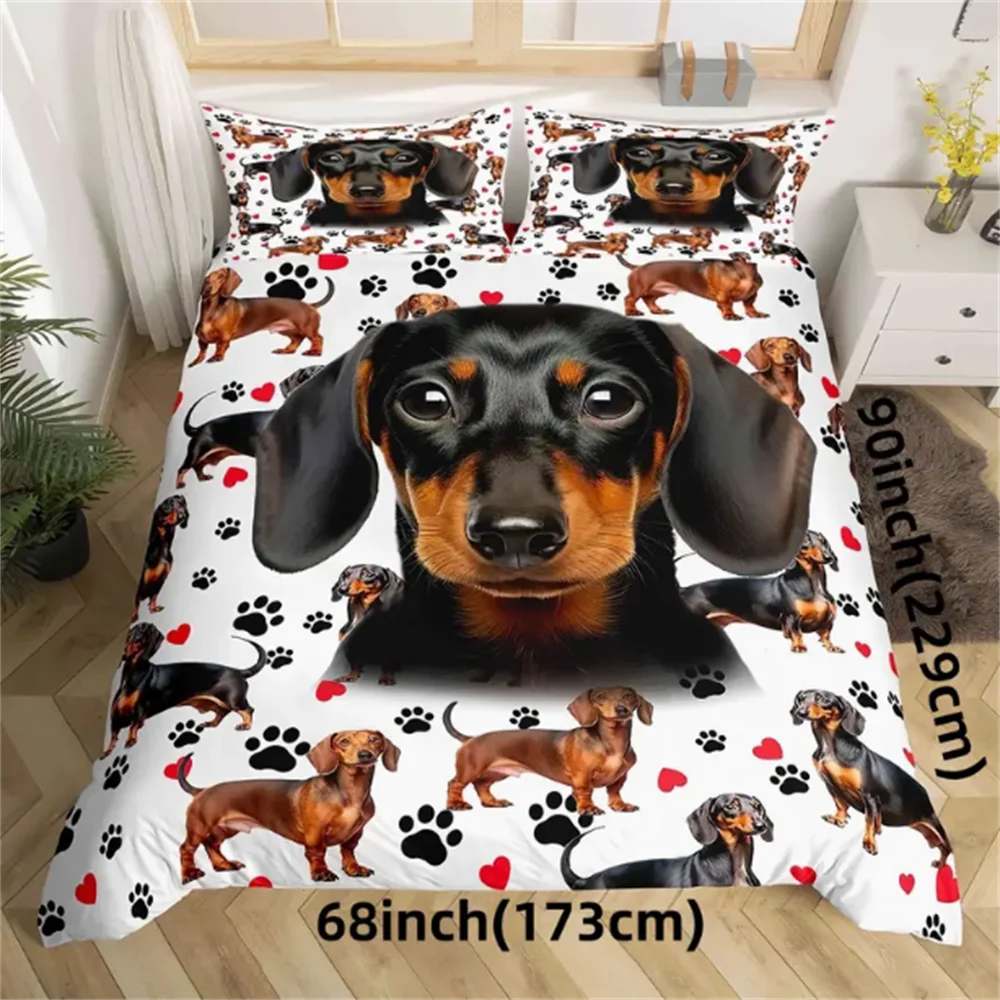 luxurious-dachshund-print-duvet-cover-set-ultrasoft-cozy-dog-lover-bedding