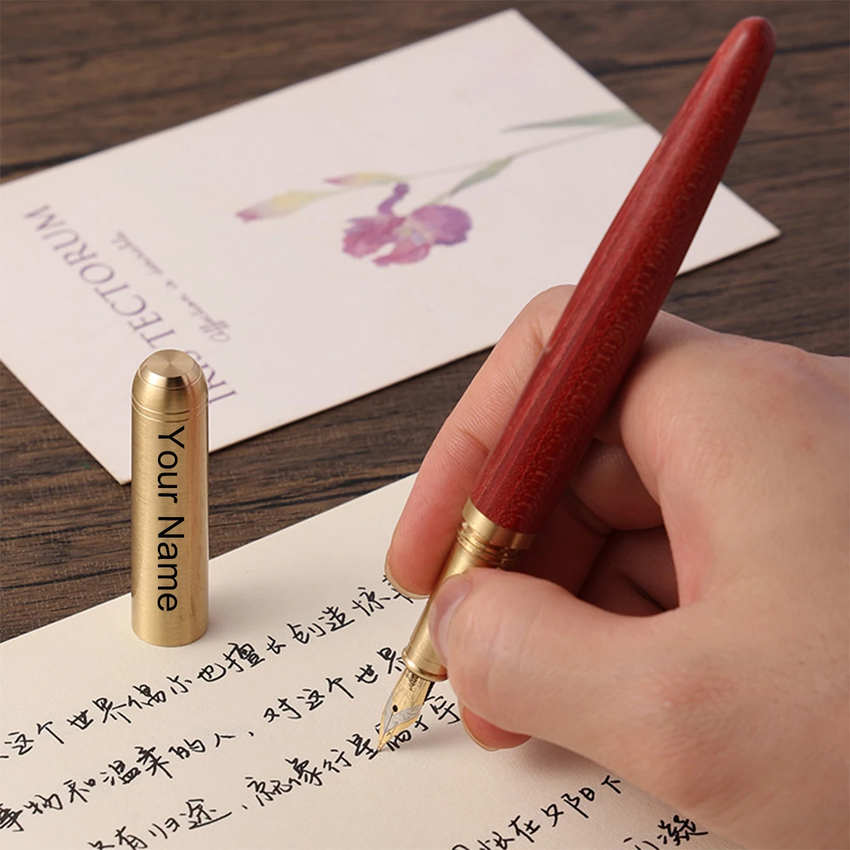 1PC Wooden Fountain Pens, Handcrafted Vintage Luxury Pen,  Business Pen, Smooth Writing for Journaling & Calligraphy,  for Signa - 4