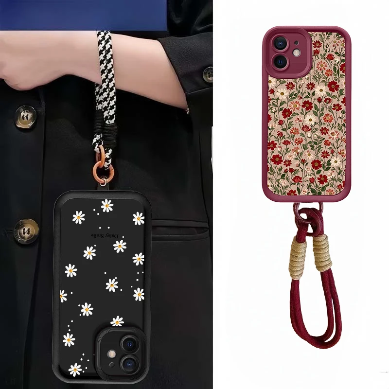 Étui à fleurs avec lanière, pour Huawei Honor 400 Pro Magic 7 Lite 6 5 8 Pro 5G X9D X9B X9A X8A X8B X7A X7B X6A X8C