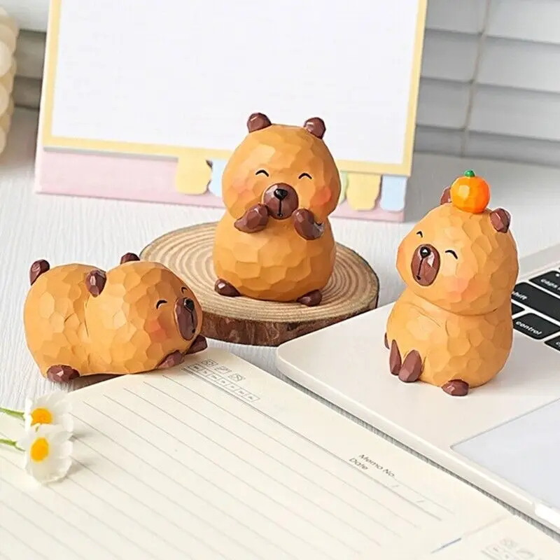 Handcrafted Wooden Capybara Figurine - Classic Carved & Painted Art Sculpture