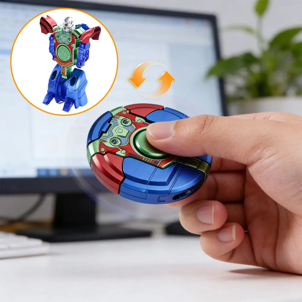 360 ° Robot Giocattolo Girevole da Dito, Giocattolo Meccanico Trasformabile, Giroscopio da Dito, Giocattolo Rotante Antistress, Piccolo Regalo, Ornamento da Scrivania - immagine 6