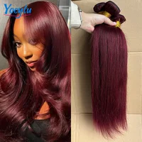 YOCYTU Burgundy Tissage Cheveux Humains 99J Meche Tissage Humain Hair 24 24 24 Pouces Lot De Tissage Cheveux Humain Lisse Tissage Naturel Brésilien 12A Tissage Brésilien Haut Qualité Tissage 100% Raw Haïr Bundles 1