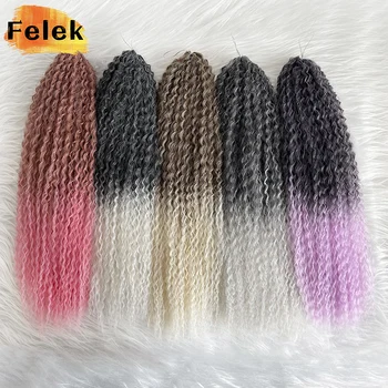 Synthetic Brazilian Crochet Braids Hair For Women African Curls Kinky Curly Braiding Hair Extensions Blonde Ombre Brown Hair 1