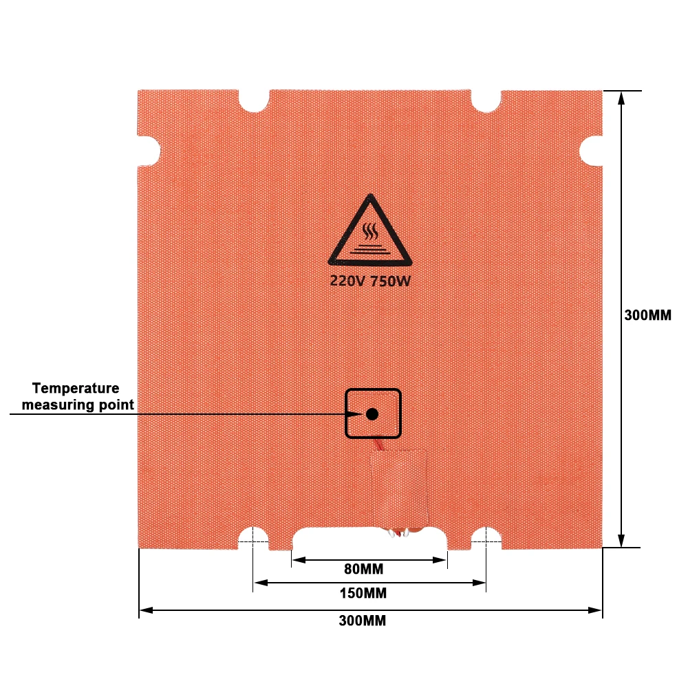 Fysetc-almofada de Aquecimento de Cama Aquecida com Furo Pontual Peças da Impressora 3d Voron 2.4 r2 Trident 300 mm 350 mm 110v 220v 750w 1000w - Imagem 4
