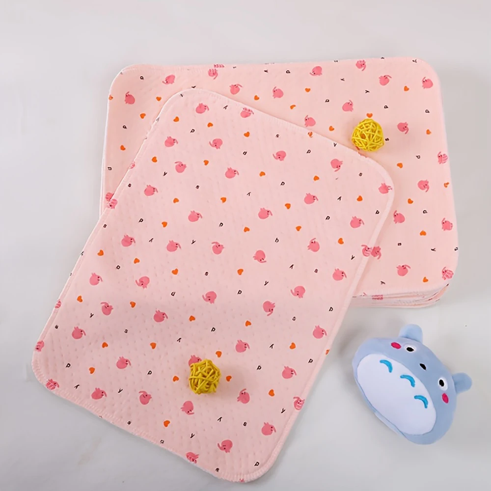 5PC 19.69inch*27.56inch Soft Diaper Pad,Cute Diaper Pad, Cotton Washable Waterproof Pad, Breathable Leak-proof Pad