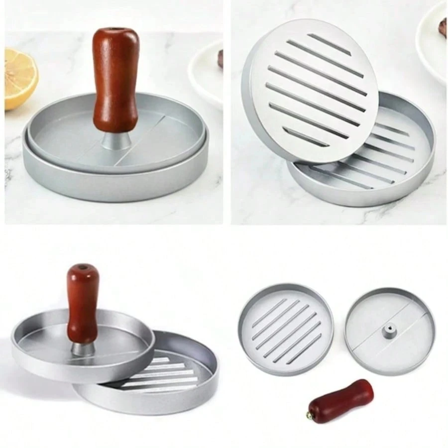 Non-stick burgerpresse i brug