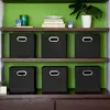 6-pack foldable fabric storage bins, black. Includes handles, ideal for cubbies, closets, or toy organization 2