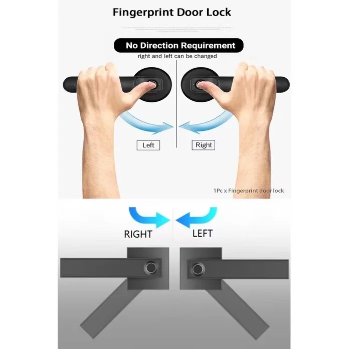 Vingerafdrukslot Binnenkamer Anti-Diefstal Deurslot Klink Handvat Smart Lock Elektronisch Slot Sleutel Slot 30 Vingerafdrukken Opslag