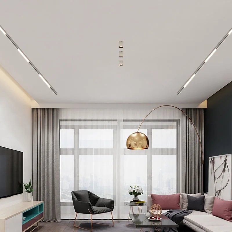 New White Magnetic Track Light DC48V LED Downlight Spot Flood Grille Lamps Smart Tuya Zigbee Mordern Home Livingroom Free Design 4