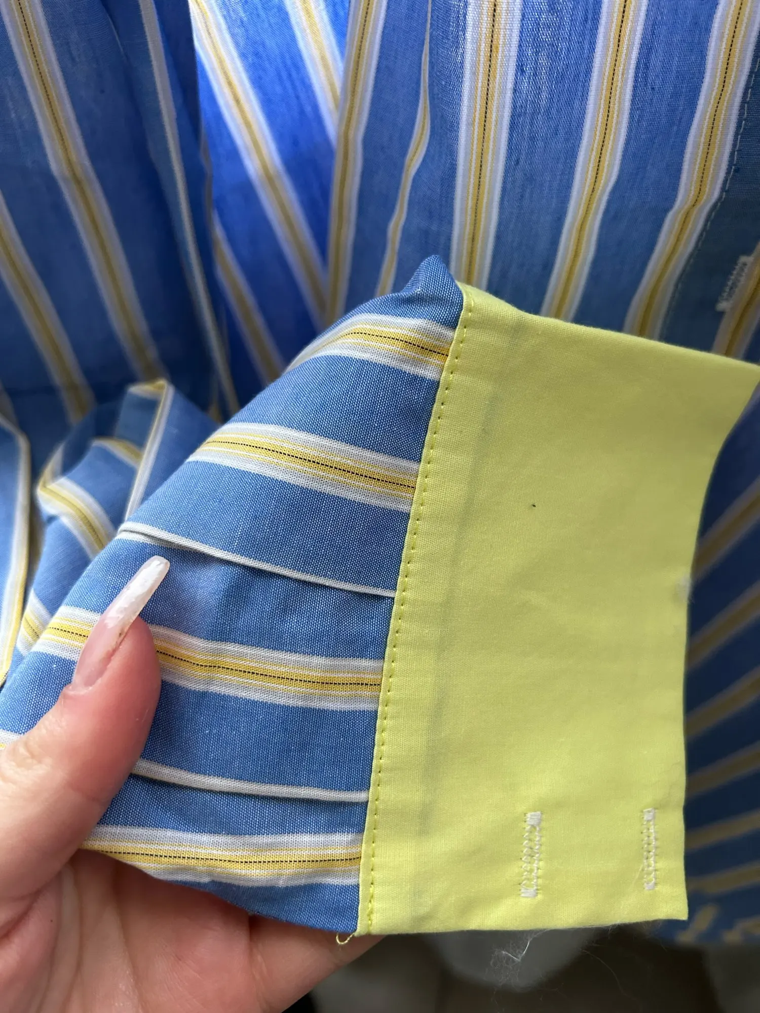 Women's Korean Style Color Block Striped Denim Shirt photo review