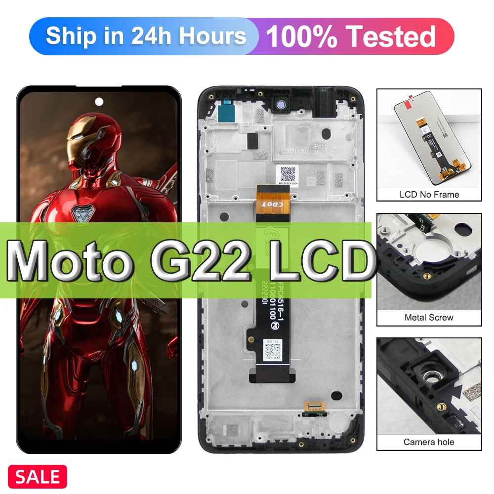 6.5 "Originale Per Motorola Moto G22 Display Lcd Touch Digitizer Assembly Per Moto G22 Xt2231-2 Sostituzione Dello Schermo Con Cornice