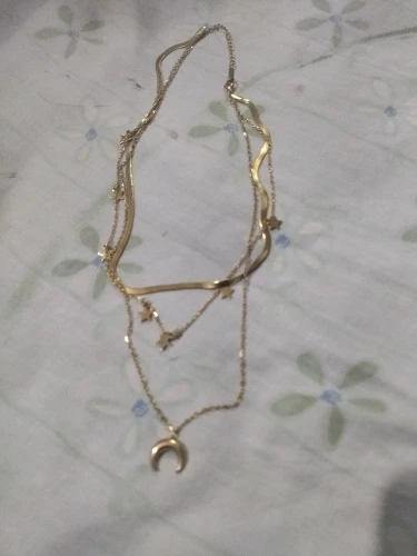 Layered Gold Pendant Necklace | Butterfly, Moon & Blue Eye photo review