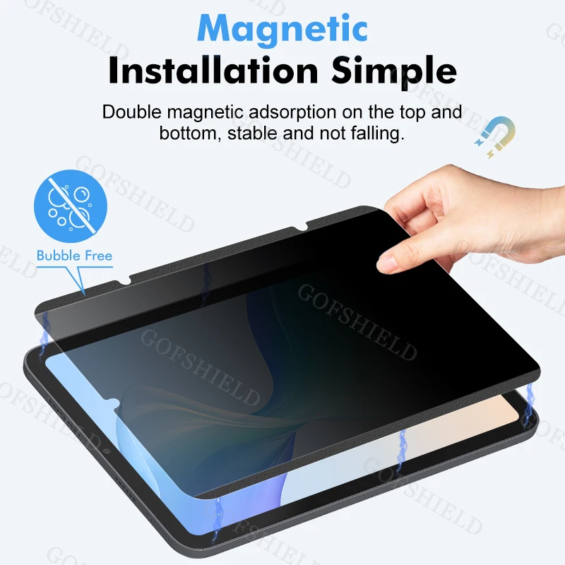 Privacy Screen Protector For iPad Pro 11 12.9 13 2024 10th Gen Air 4 5 For iPad 7th 8th 9th Mini 6 Magnet Removable Matte Film 3