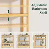 Smiry Over The Toilet Storage, Bamboo 3-Tier Over Toilet Bathroom Organizer, Adjustable Bathroom Shelf, Space Saving, Stable Fre 3