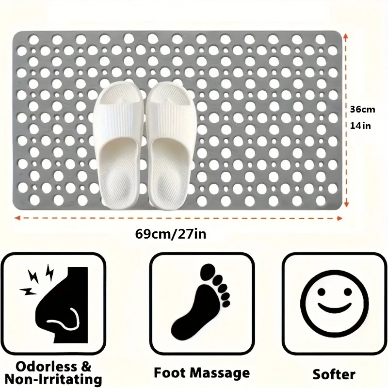 Anti-Slip Shower Mat with Drainage Holes and Massage Points | Durable PVC Bathroom Safety Mat