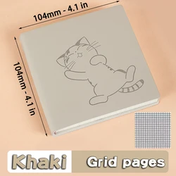 Compact Square Notebook and Journal - Mini Notepad Diary Agenda Planner with Versatile Writing Paper (Khaki Grid)