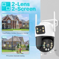 Caméra IP PTZ à trois objectifs, caméra de sécurité extérieure HD à trois écrans, WiFi, suivi automatique, double objectif, caméra CCTV sans fil, iCsee 5